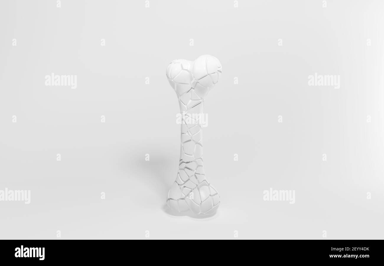 Crack Bone isolato su sfondo bianco, rendering 3d. Disegno digitale per computer. Foto Stock