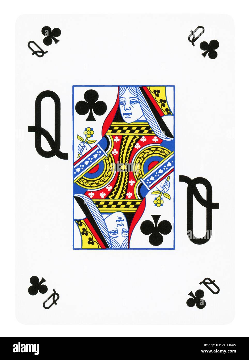 Regina del club carta da gioco - isolato su bianco (percorso di clipping incluso) Foto Stock