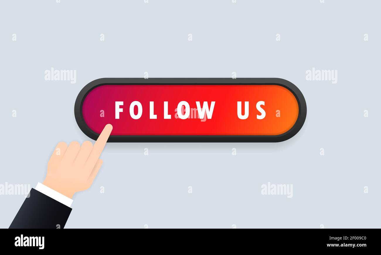 Pulsante Seguici. Concetto di social media. Blogging. Vettore su sfondo isolato. EPS 10. Illustrazione Vettoriale