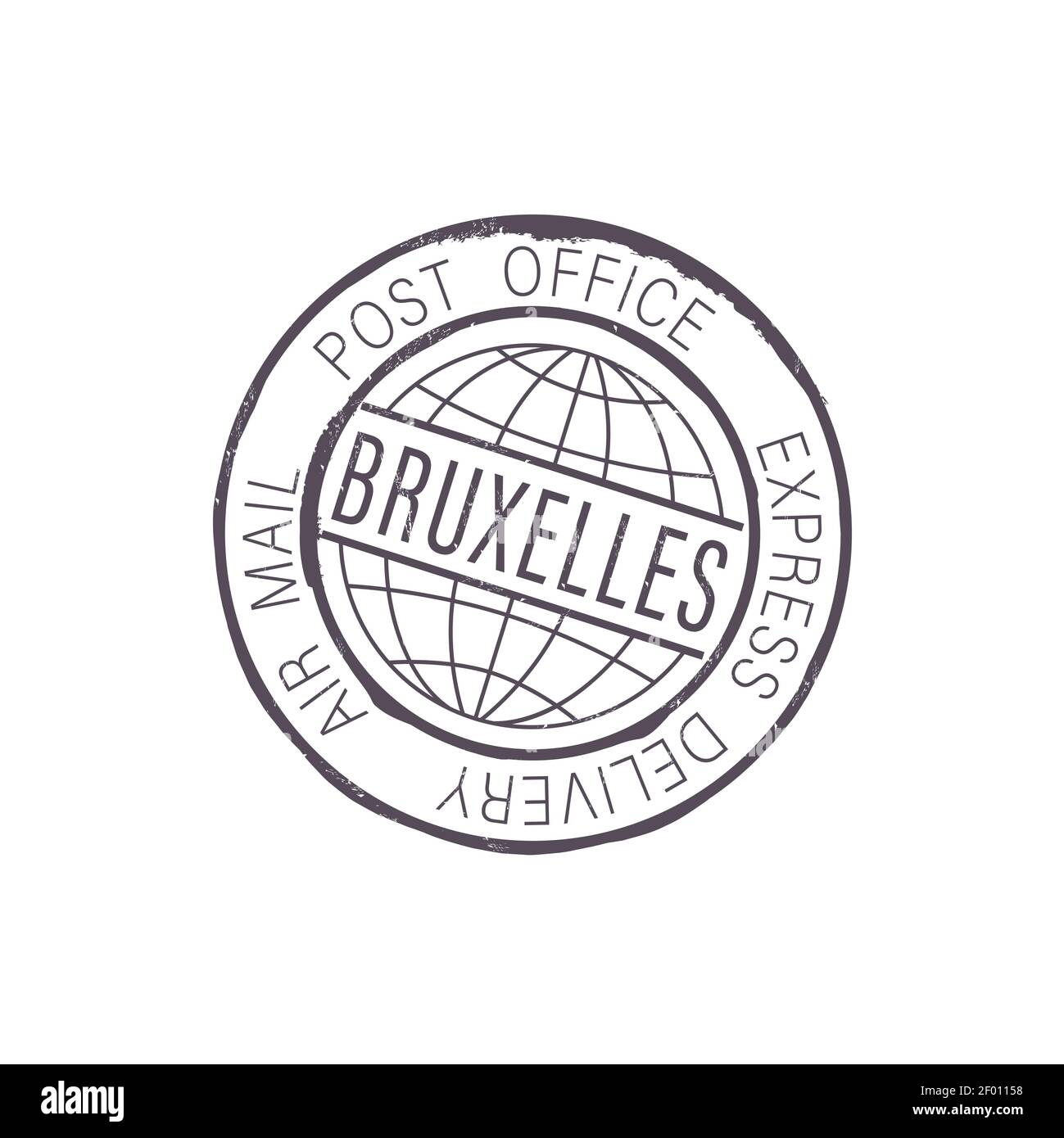 Città di Bruxelles timbro dell'ufficio postale simbolo di recapito espresso della posta aerea isolata. Vector Bruxelles International Postal Global Service icona, emblema dell'olandese Illustrazione Vettoriale