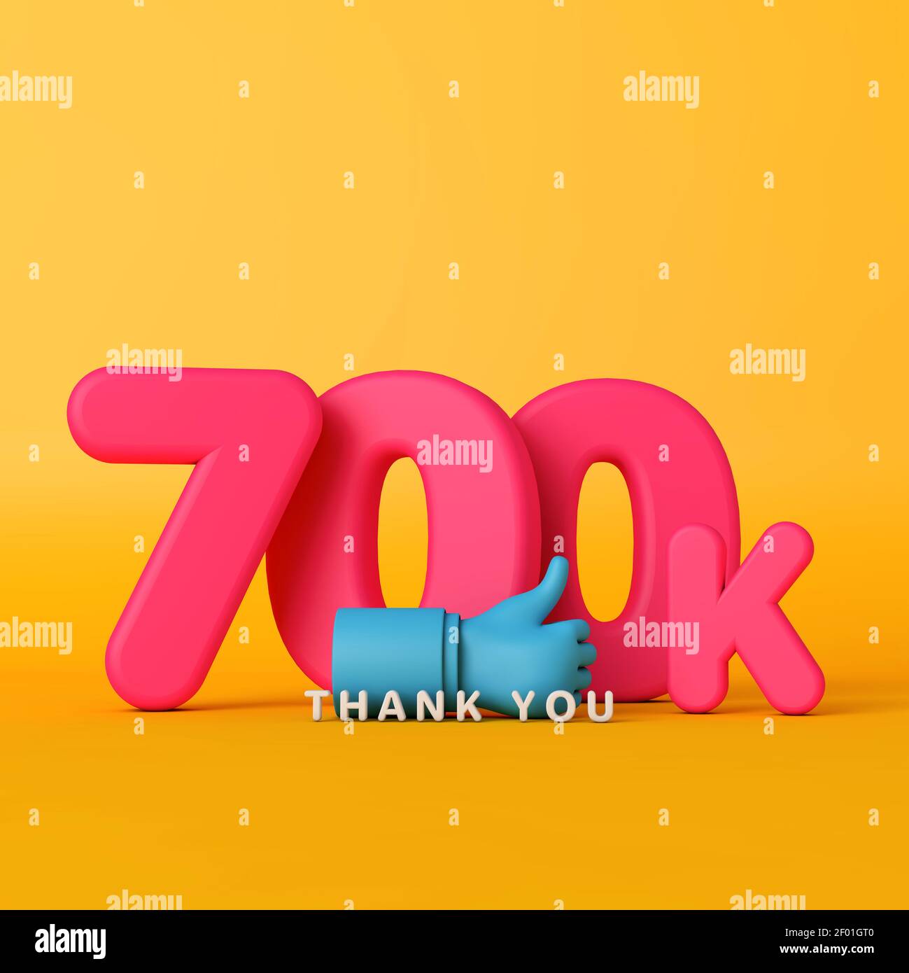 Grazie 700 mila seguaci. Banner sui social media. Rendering 3D Foto Stock