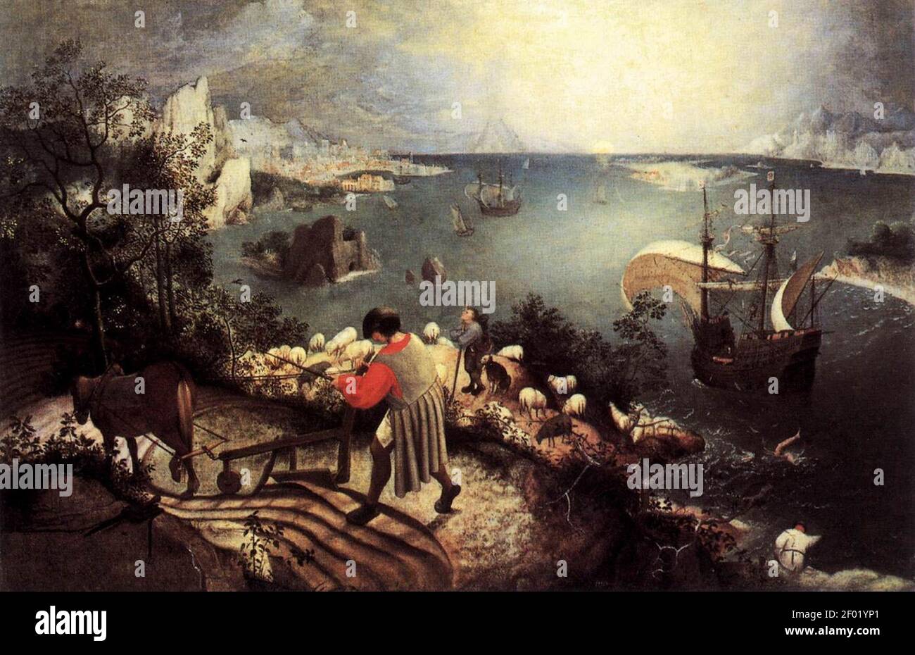 Pieter Bruegel il Vecchio - Paesaggio con la caduta di Icaro Foto Stock