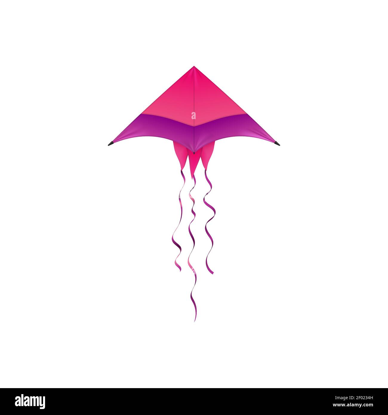 Triangolo kite isolato Uttarayan festival simbolo. Oggetto ricreazione estivo vettoriale senza peso con stringa isolato giocattolo per bambini. Volante triangolare kite in Illustrazione Vettoriale