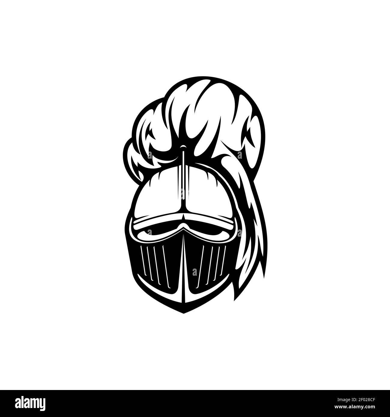 Casco in metallo con vizor e icona monocromatica isolata da piombo. Cappellino medievale vettoriale cavaliere, berretto antico guerriero romano. Testa di guardia soldato spartano, Illustrazione Vettoriale