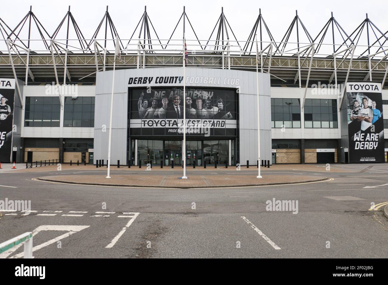 Derby - Inghilterra, 06/03/2021 - Pride Park Stadium, sede del Derby FC durante il blocco. Foto Stock