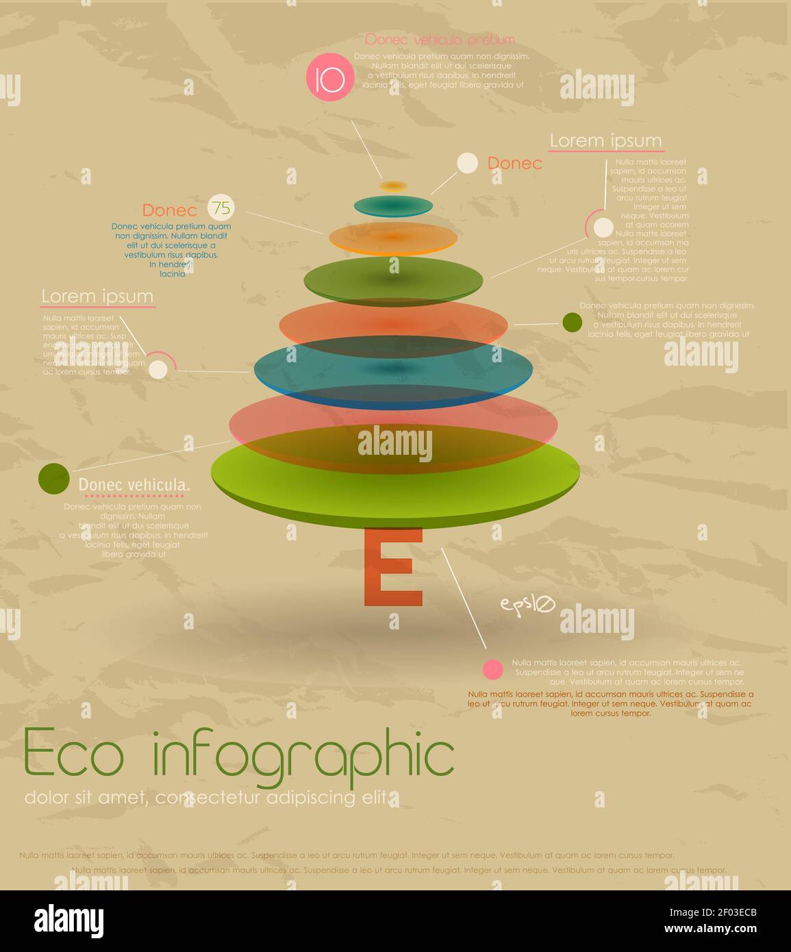 Vintage infografico eco con abete. Foto Stock
