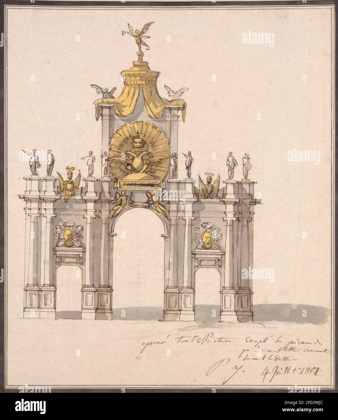 Pietro di Gottardo Gonzaga - disegno della decorazione per La porta Rossa Triumphal a Mosca Foto Stock