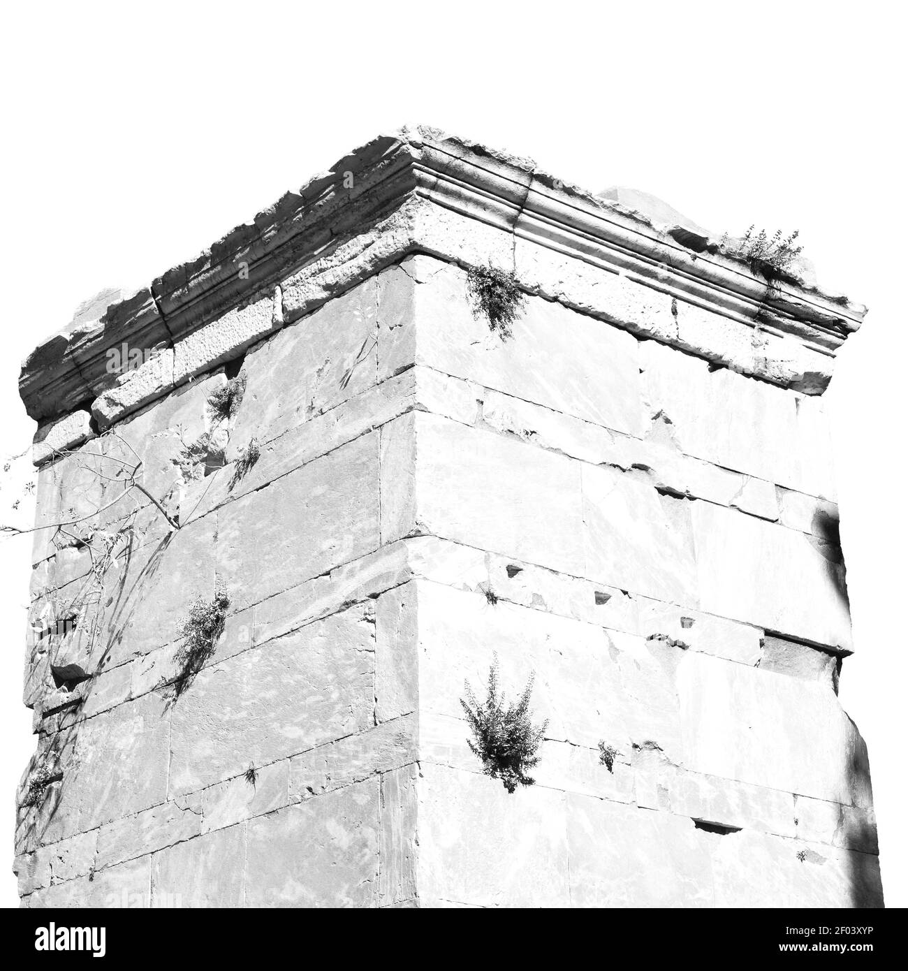 Antico towert e mattoni di marmo in europa acropoli di atene e. cielo Foto Stock