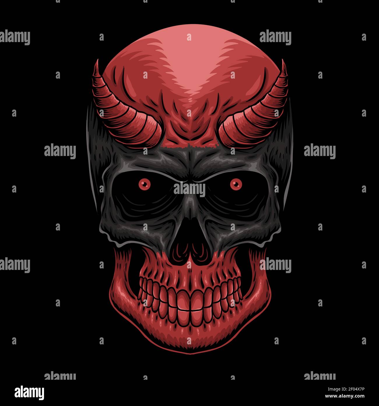Head Demon Skull illustrazione vettoriale per la vostra azienda o marca Illustrazione Vettoriale