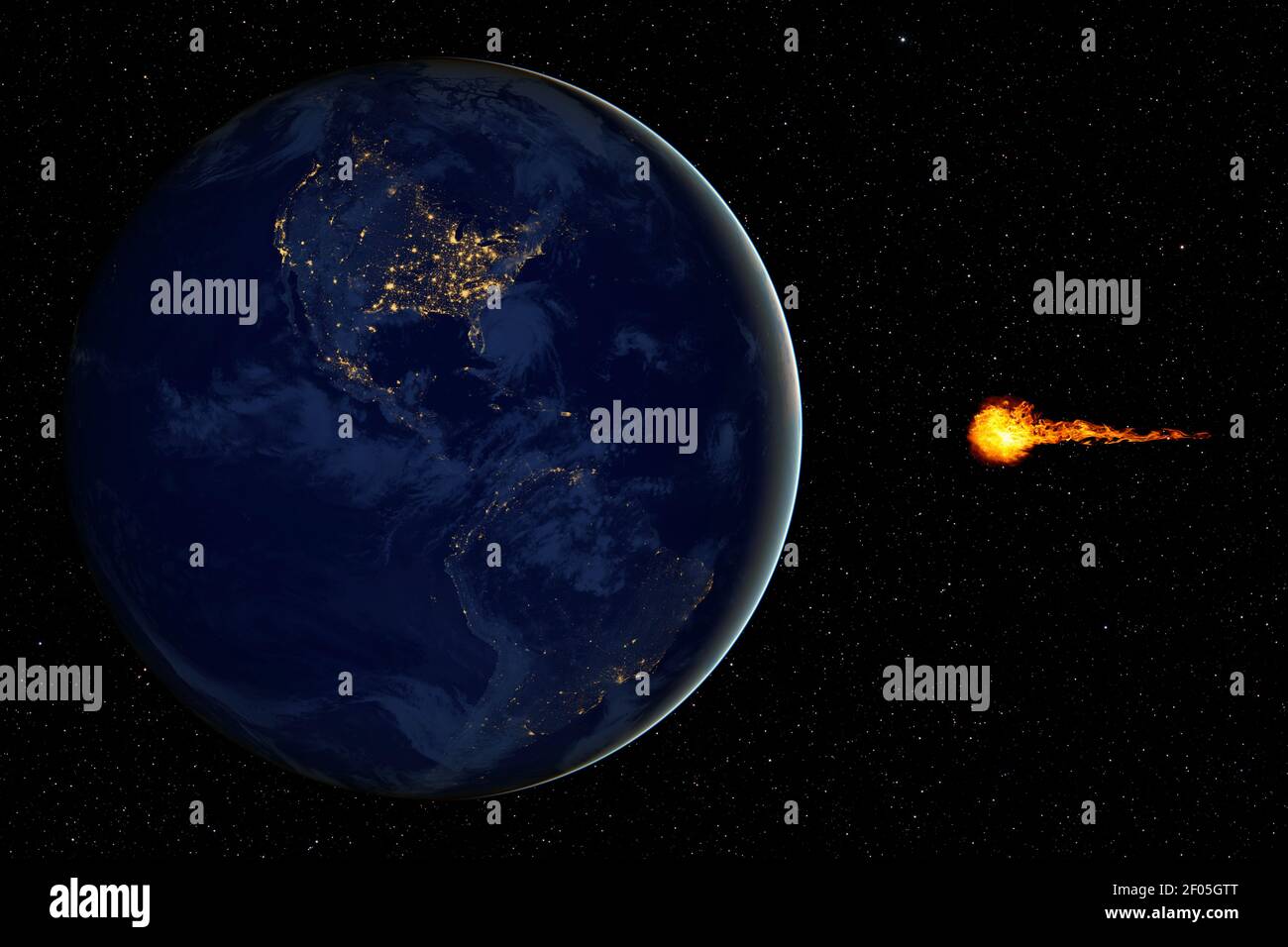 pericoloso asteroide che si avvicina al pianeta Terra, disastro totale ed  estinzione della vita, elementi di questa immagine fornita dalla NASA Foto  stock - Alamy