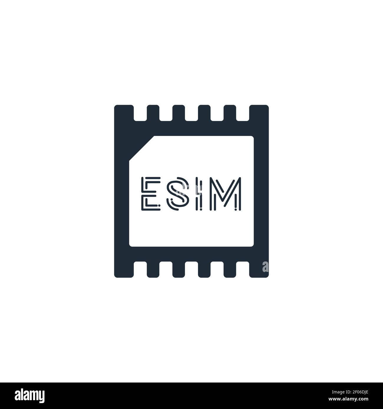 Icona di concetto della scheda chip eSIM. Concetto intelligente della tecnologia mobile cellulare della scheda sim integrata Illustrazione Vettoriale