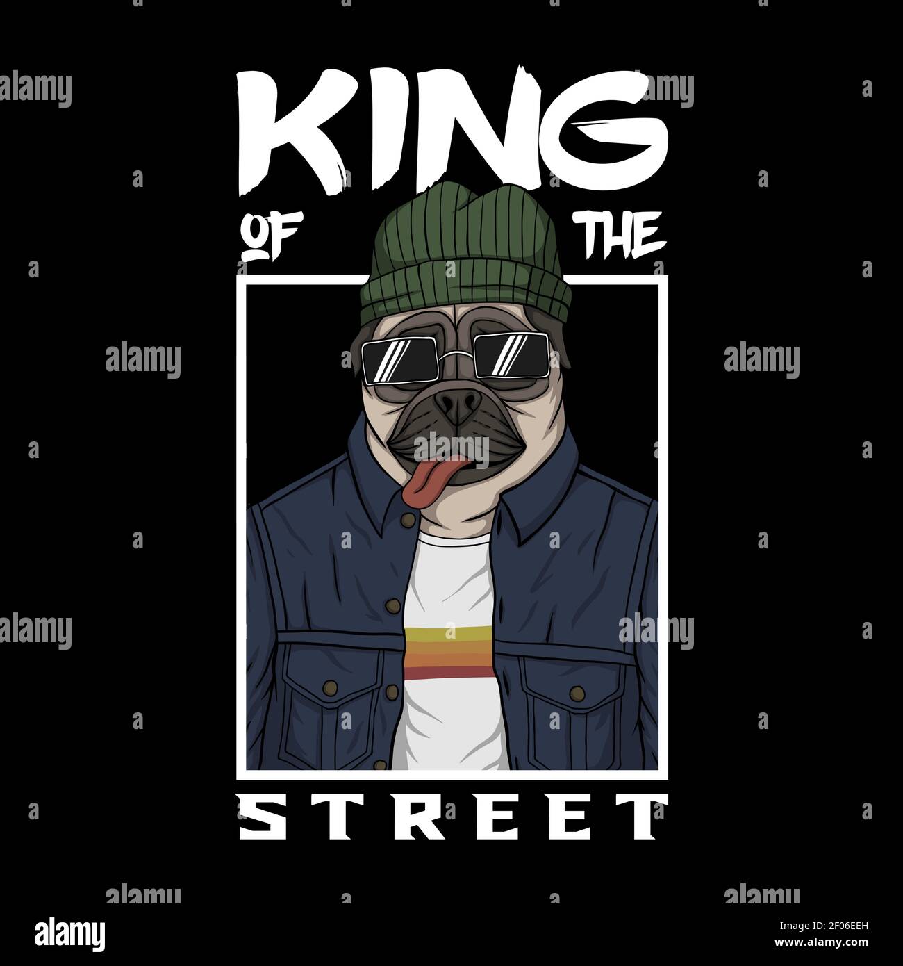 Il cane PUG re della strada vettore illustrazione per il vostro azienda o marchio Illustrazione Vettoriale