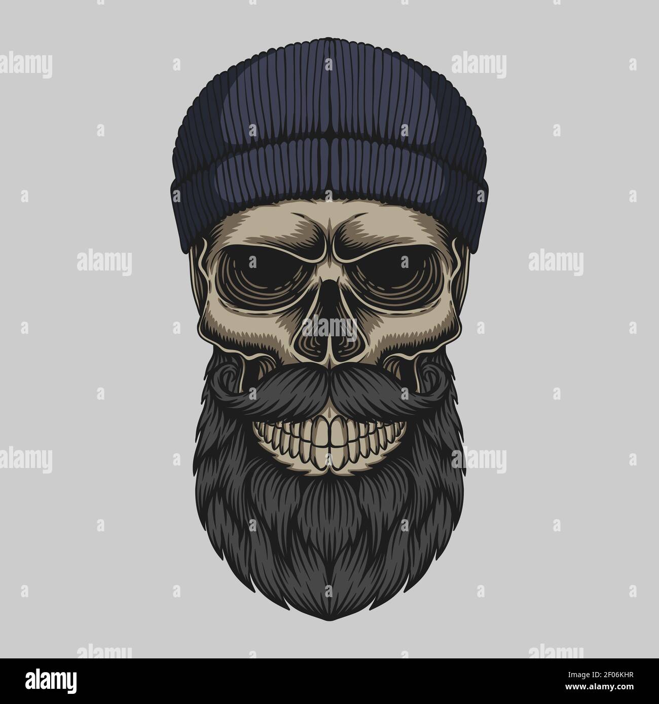Testa baffi con baffi al cranio illustrazione vettoriale per la vostra azienda o. marchio Illustrazione Vettoriale