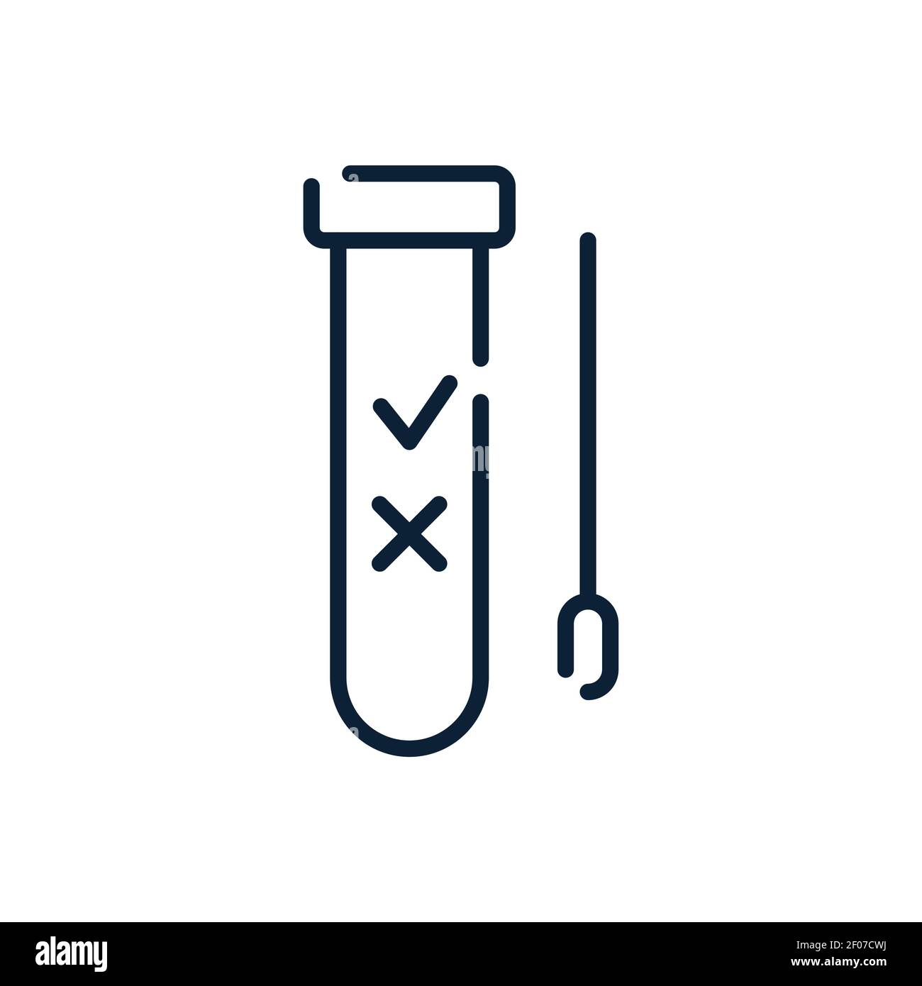 Icona della linea vettoriale del test pcr Covid. Corona virus covid19 test in provetta laboratorio medico Illustrazione Vettoriale