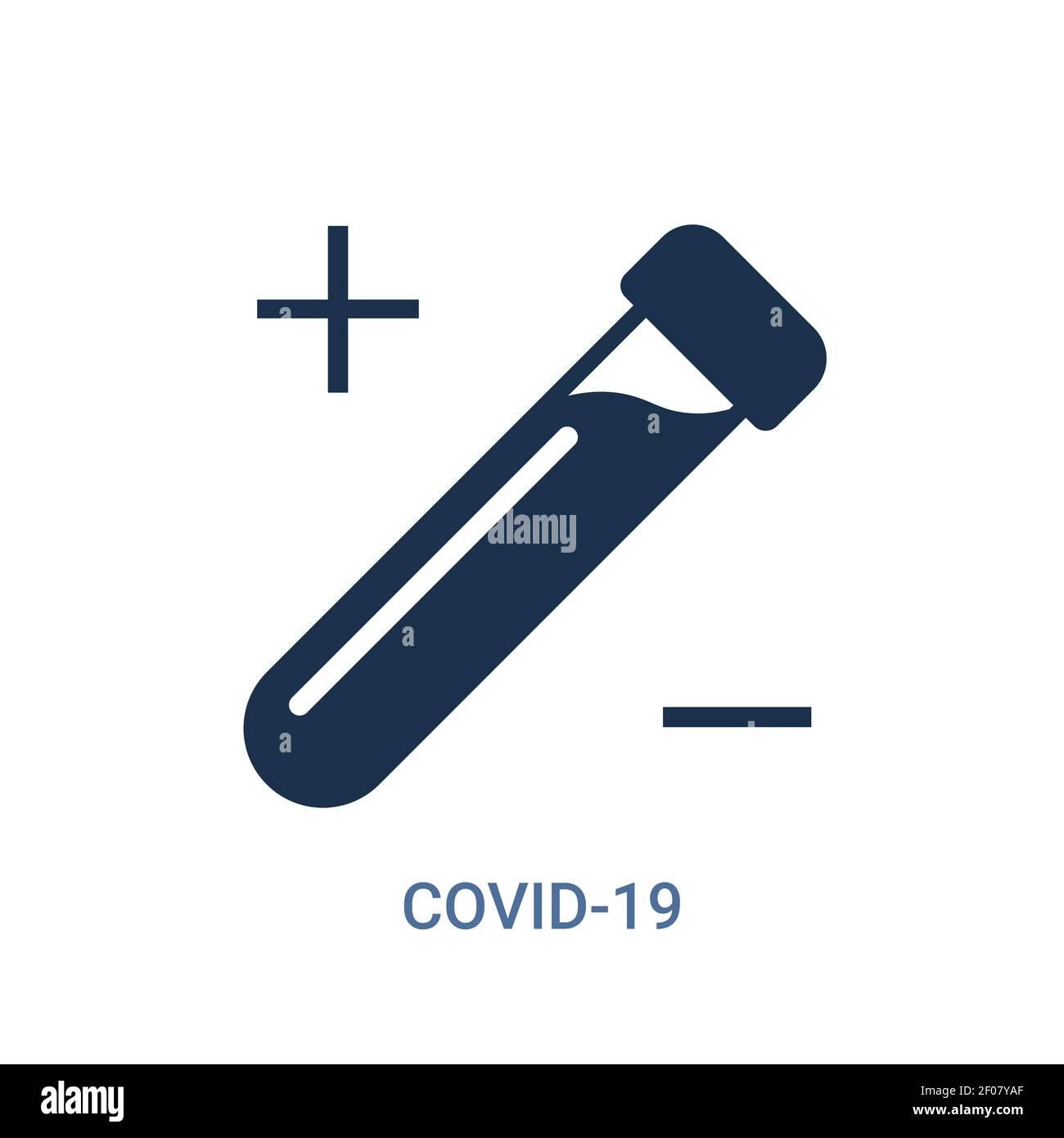 Icona vettore test pcr Covid. Corona virus covid19 test in provetta laboratorio medico Illustrazione Vettoriale