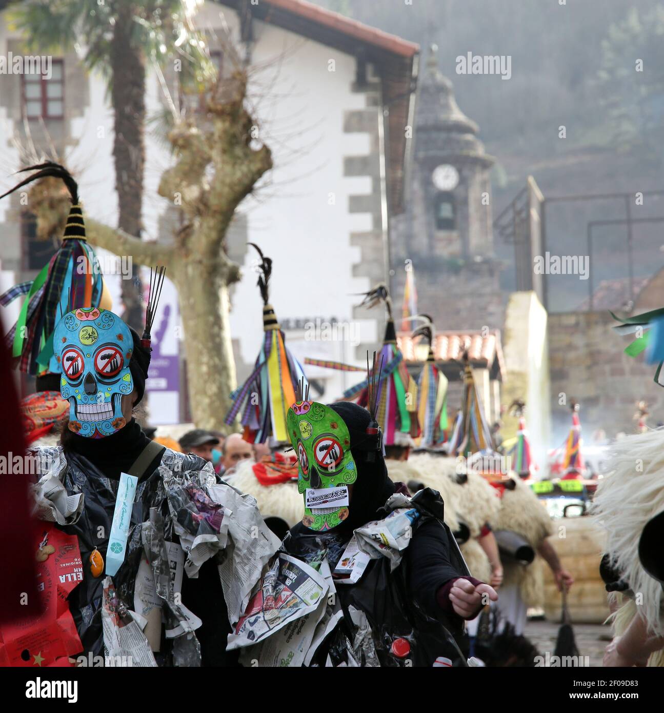 Zubieta, Navarra, Spagna - 28 Gennaio, 2020 : tradizionale carnevale masquerade Joadunak Foto Stock