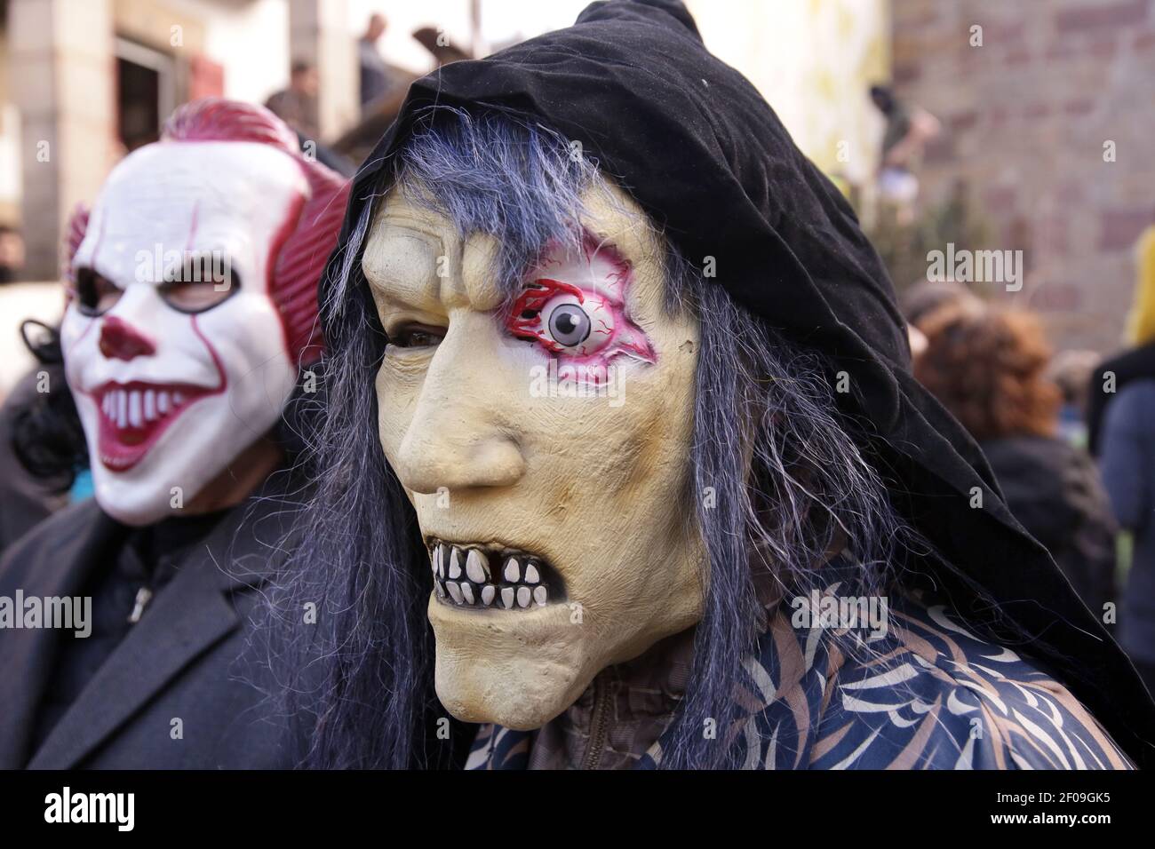 Zubieta, Navarra, Spagna - 28 Gennaio, 2020 : tradizionale carnevale masquerade Joadunak Foto Stock