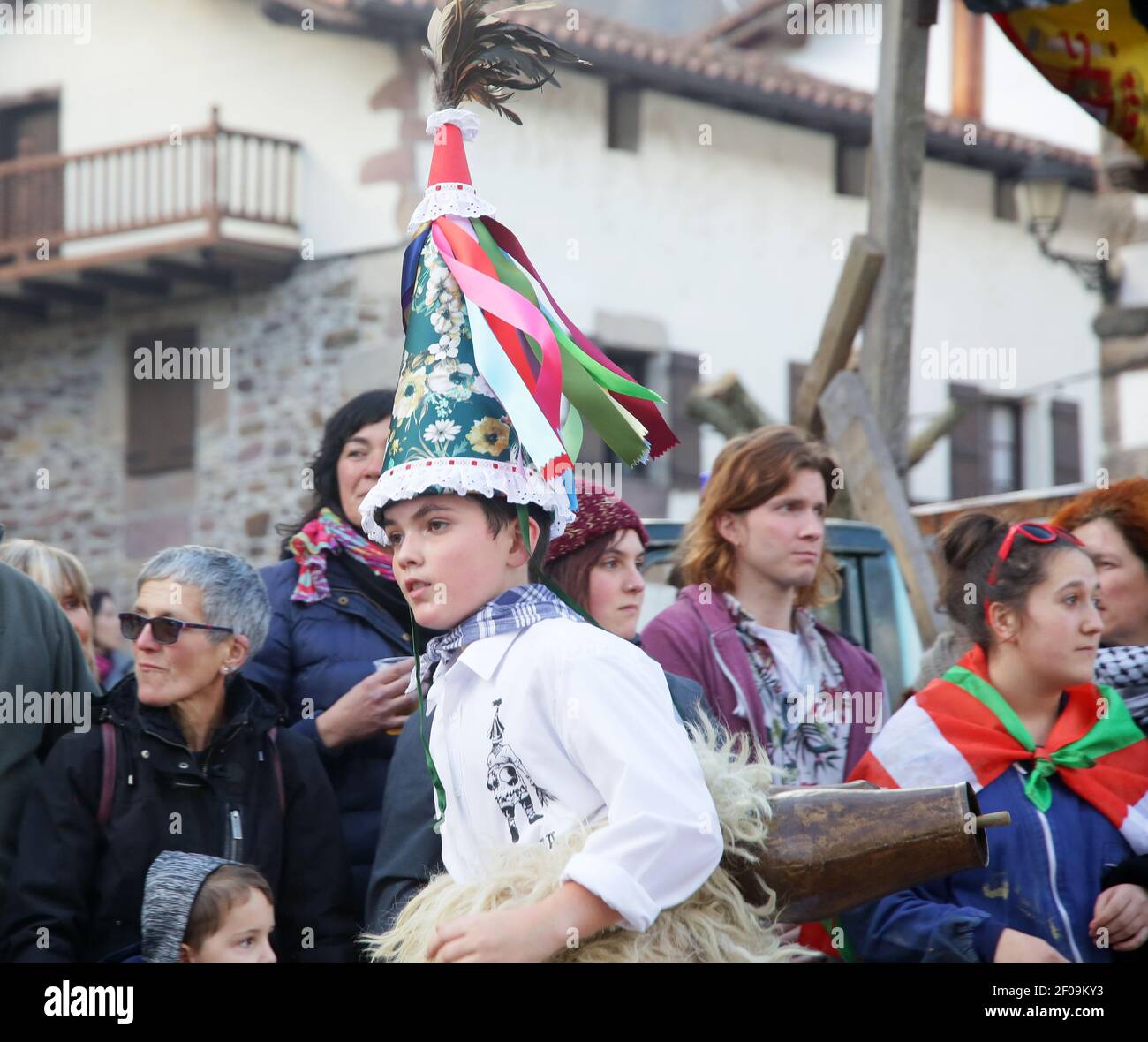 Zubieta, Navarra, Spagna - 28 Gennaio, 2020 : tradizionale carnevale masquerade Joadunak Foto Stock