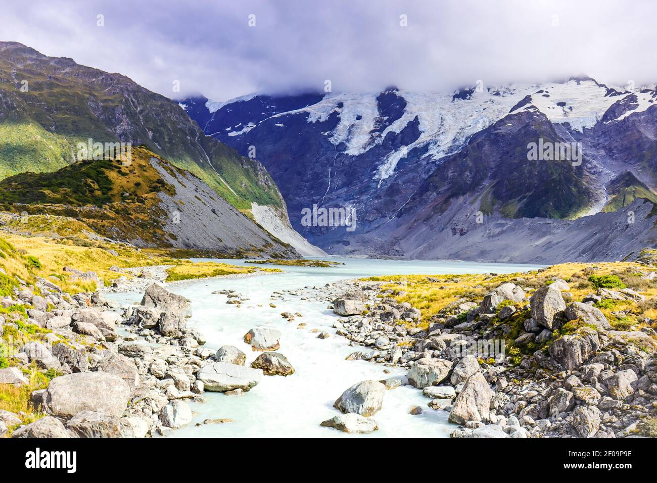 Hooker Valley via Foto Stock