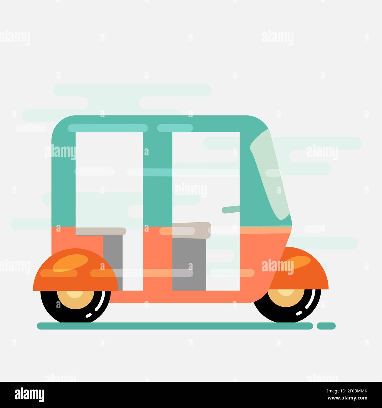 illustrazione vettoriale con risciò automatico in stile piatto Illustrazione Vettoriale