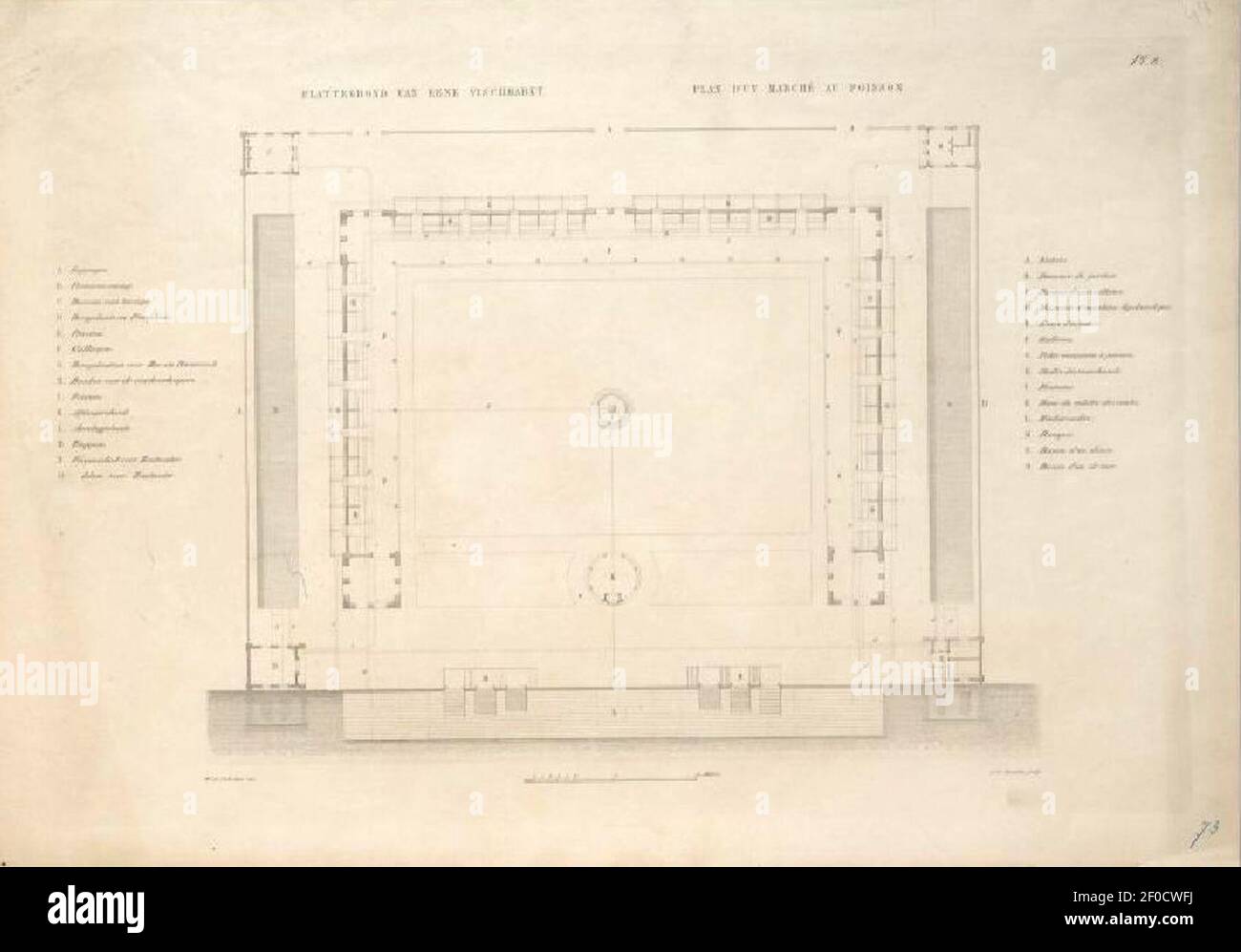 Plattegrond van eene vischmarkt, 1858-1862. Foto Stock