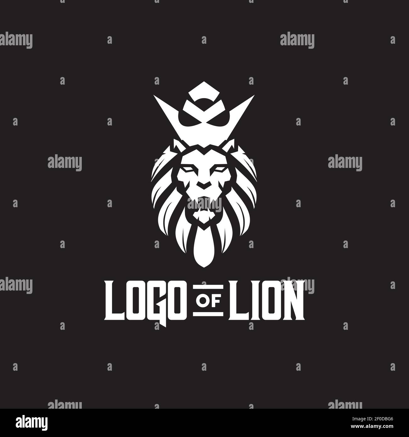 Modello vettoriale per il design del logo della testa del leone Illustrazione Vettoriale