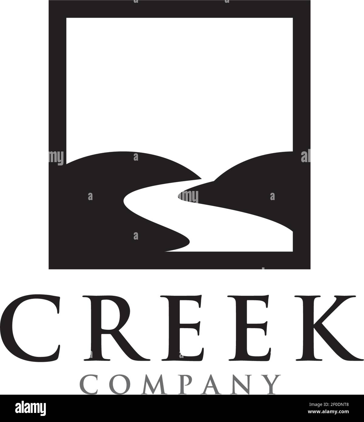 Modello vettoriale di ispirazione per il design del logo Creek e River Icon Illustrazione Vettoriale