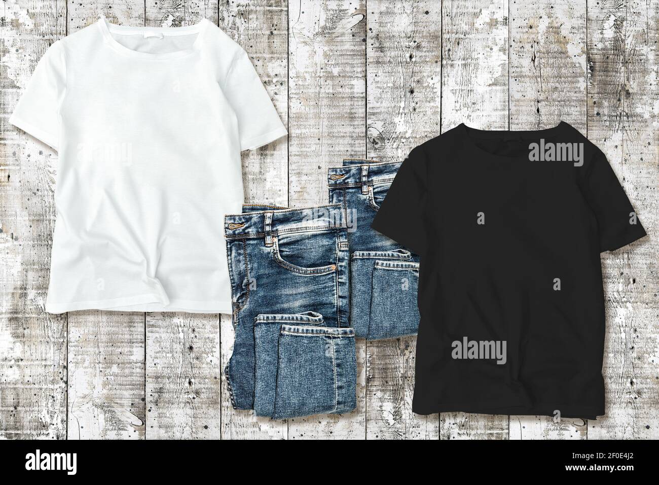 TShirt mockup. Posa piatta di moda per sito web, negozio online, social media Foto Stock