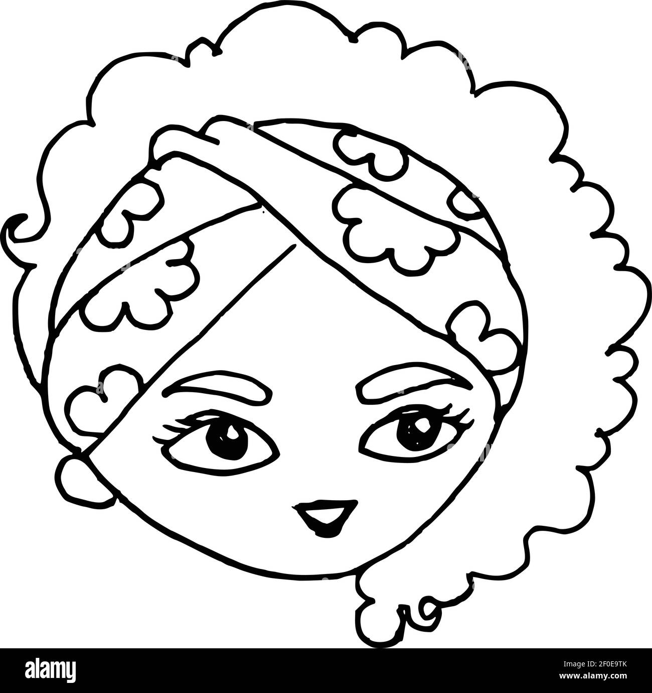 vettore disegno ragazza con capelli fascia tick compongono Illustrazione Vettoriale