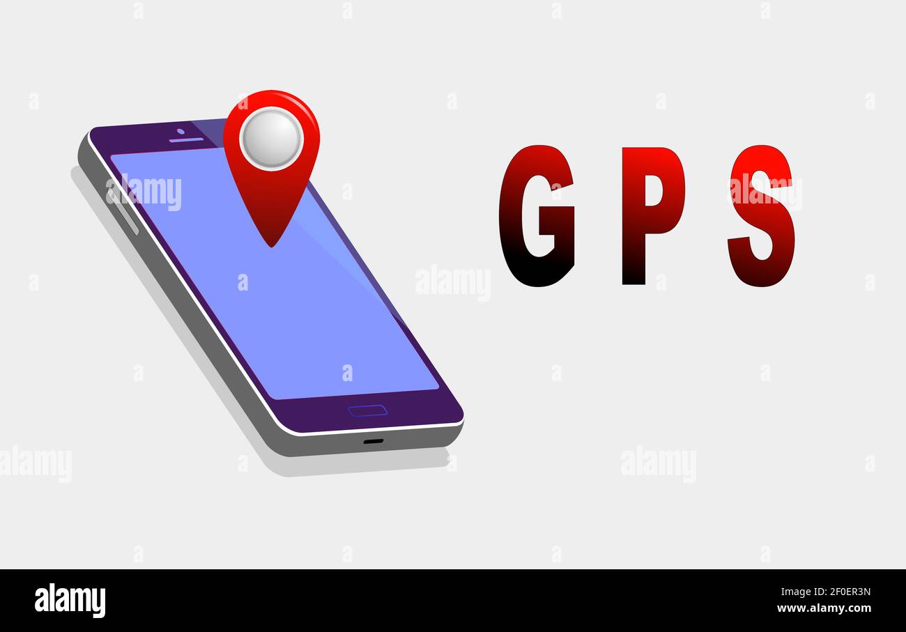 Navigazione GPS concetto di radiomobile isometrica. Immagine piatta vettoriale. Illustrazione Vettoriale