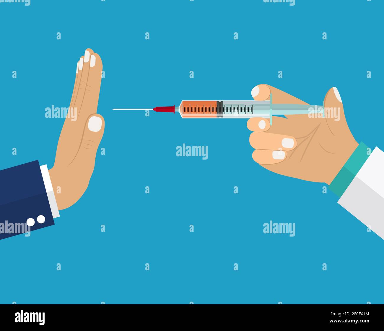 Rifiutare il concetto di vaccino. Illustrazione Vettoriale