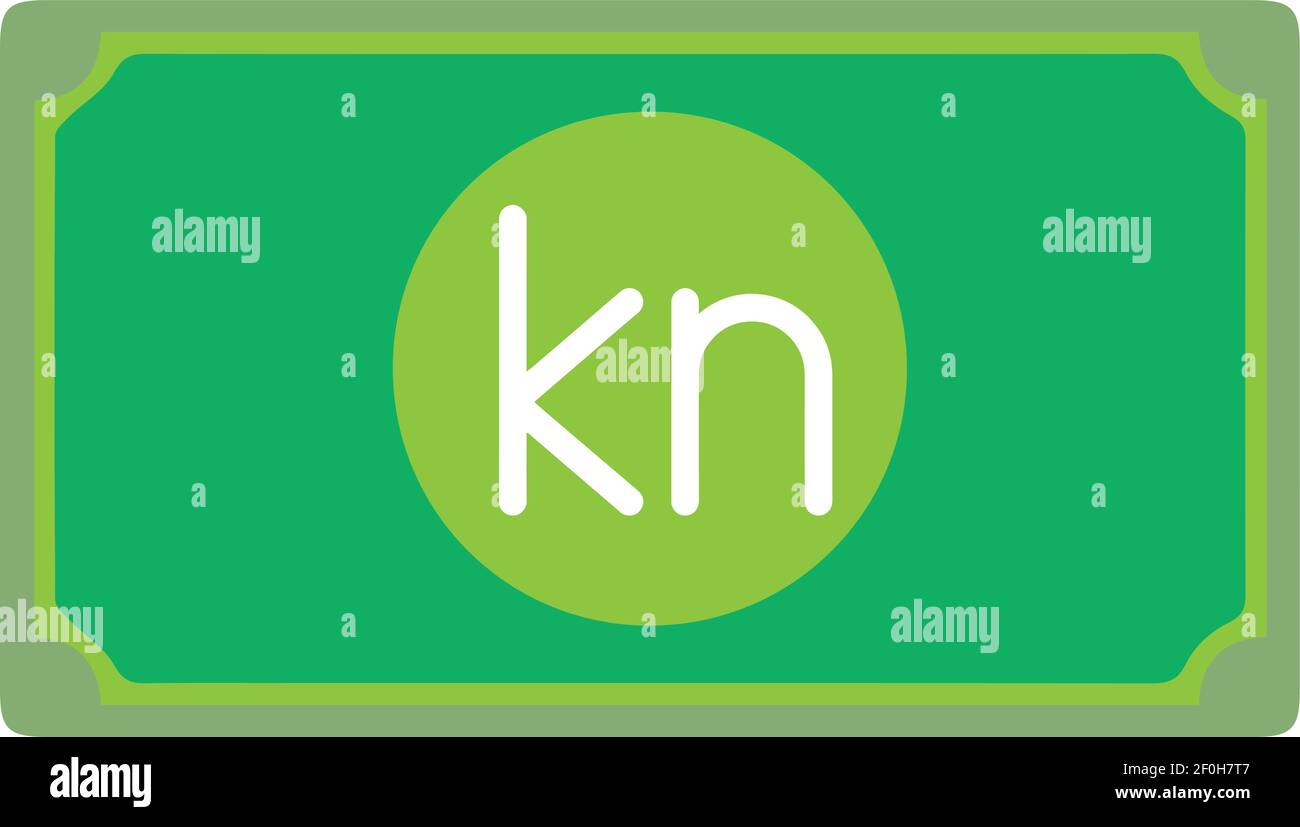 Croazia Kuna valuta Sign Green Note icona vettore per cellulare App e siti Web Illustrazione Vettoriale