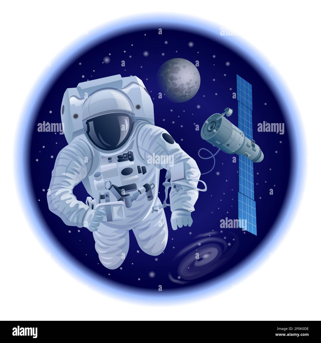 illustrazione dell'astronauta galleggiante nello spazio Illustrazione Vettoriale