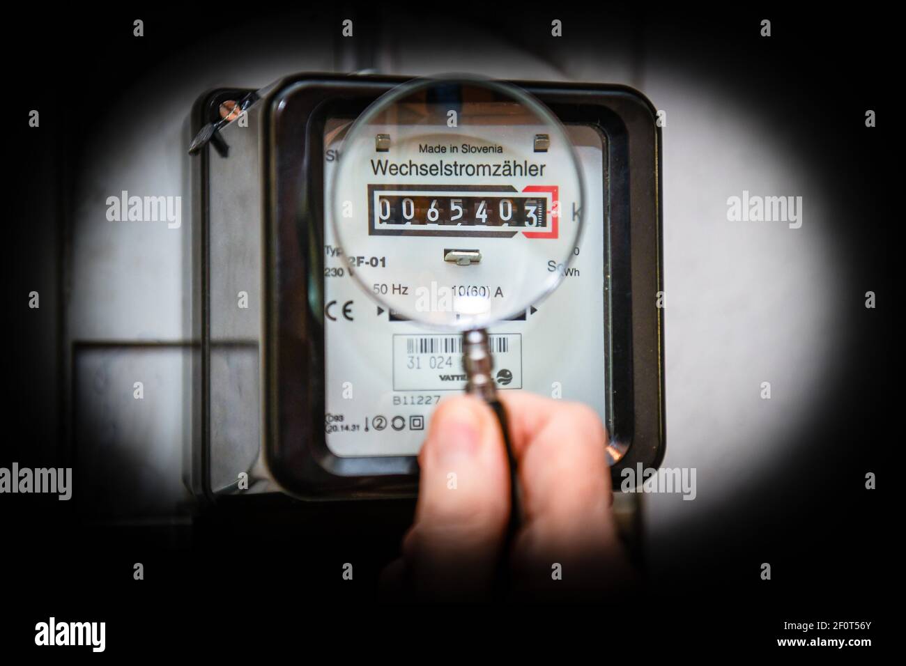 Contatore elettrico, consumo elettrico, costi elettrici Foto Stock
