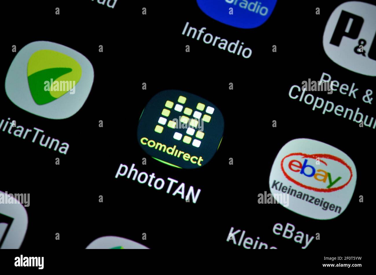 Smartphone, display, app, comdirect photoTAN Foto Stock