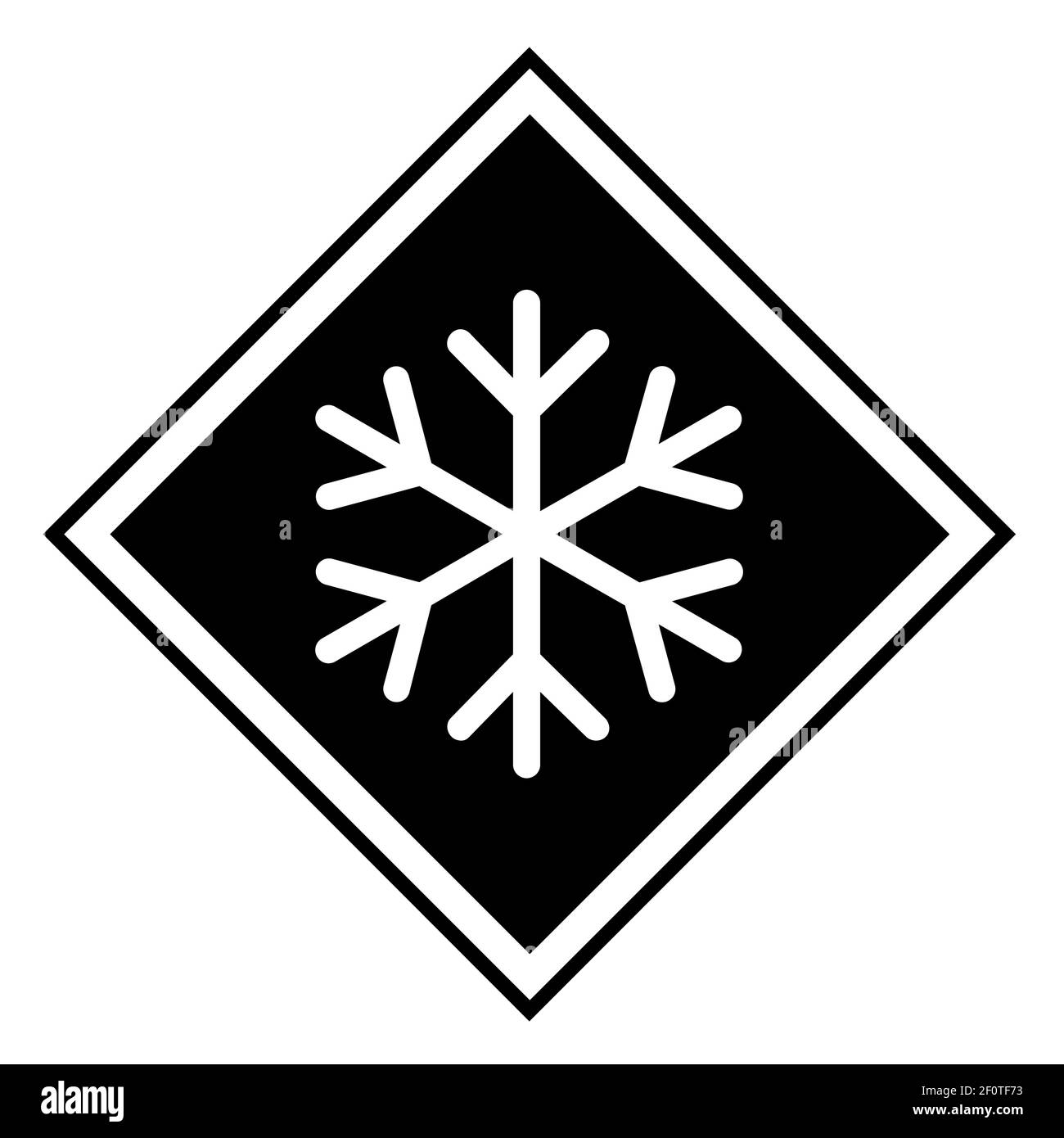 Icona neve inverno, simbolo pericolo ghiaccio fiocco, illustrazione del vettore di allarme rischio, simbolo di attenzione . Illustrazione Vettoriale