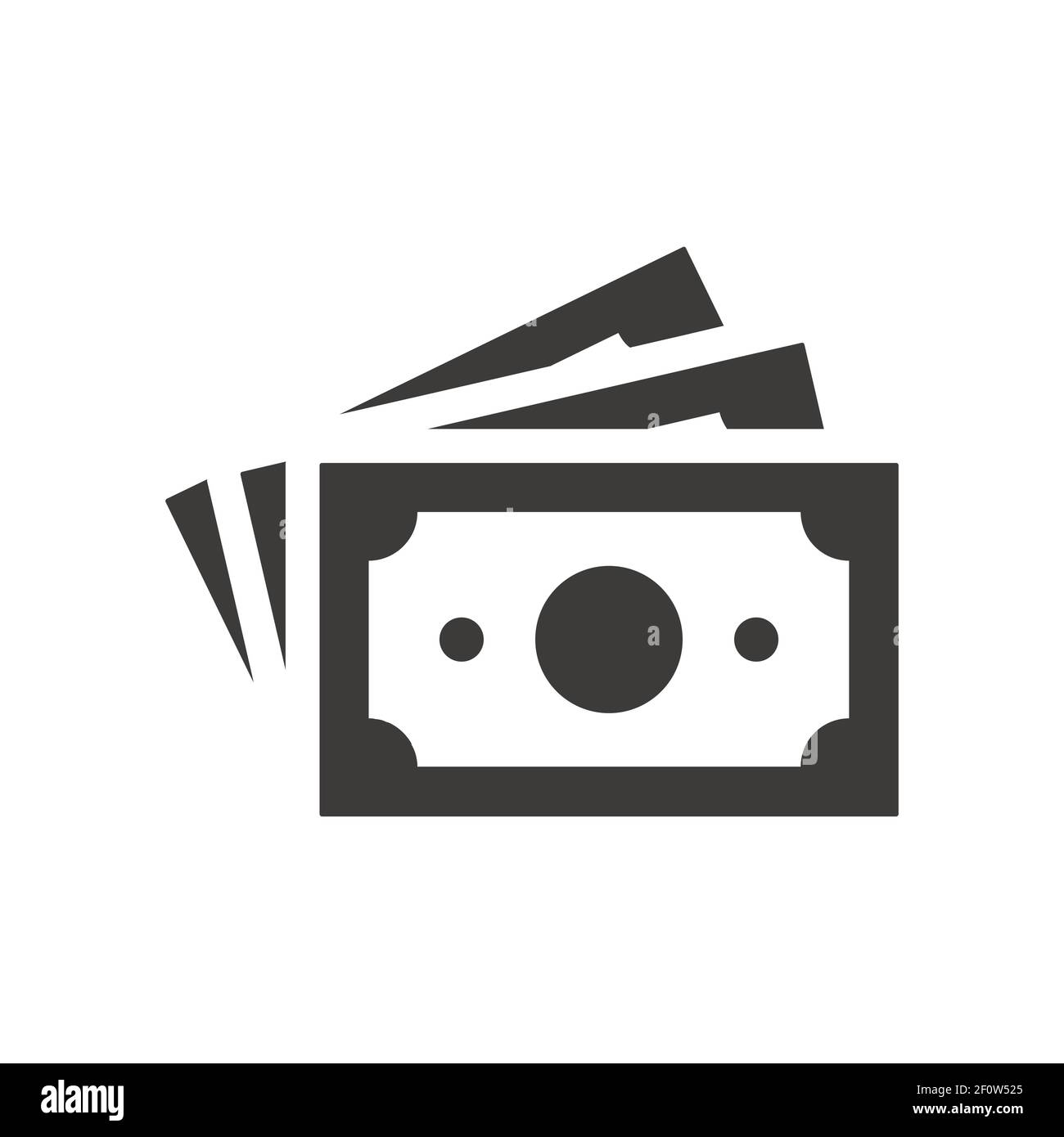 Banconote in denaro icona vettore nero. Simbolo di banconote e contanti. Illustrazione Vettoriale