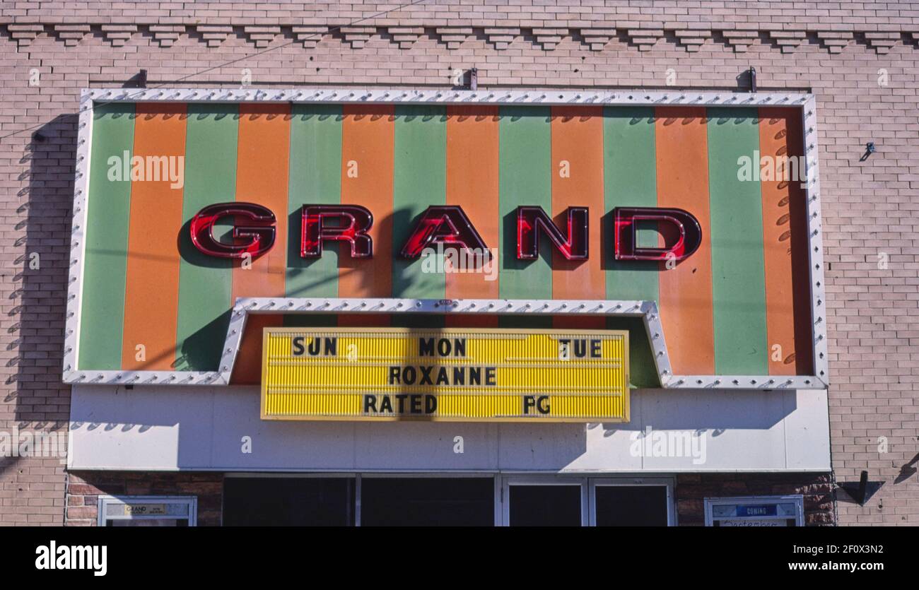 Grand Theatre - Main Street - Harlem - Montana ca. 1987 Foto Stock