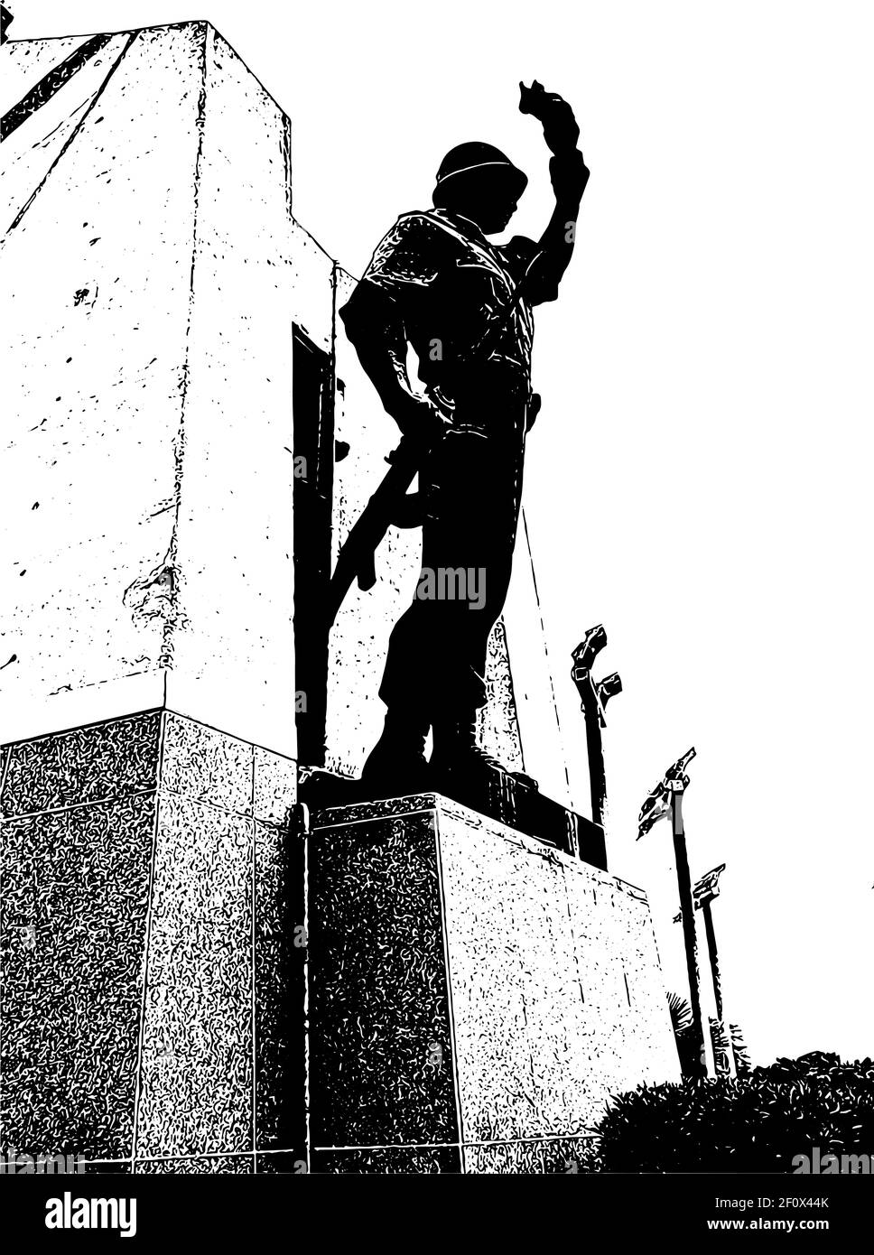 Il vettore monumento Maqam Echahid. Inaugurato nel 1982 per il 20° anniversario dell'indipendenza algerina, costruito a forma di tre foglie di palma in piedi. Illustrazione Vettoriale