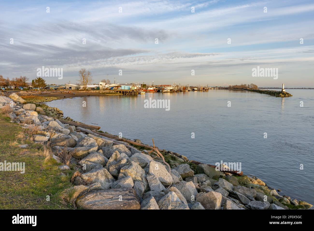 Garry Point Park al tramonto. Richmond, British Columbia, Canada. Foto Stock