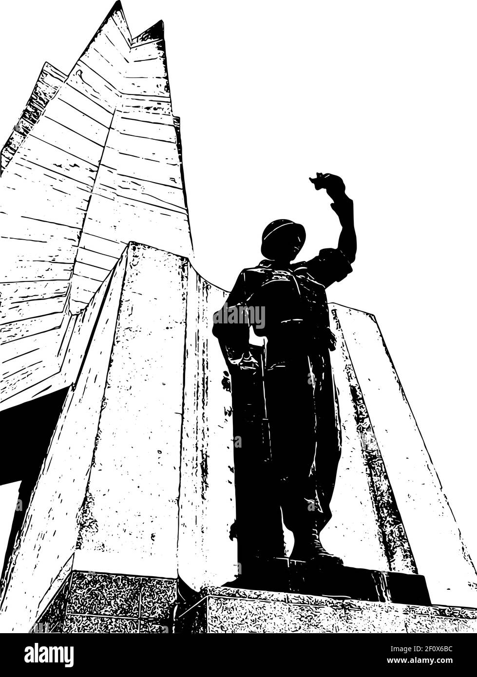 Il vettore monumento Maqam Echahid. Inaugurato nel 1982 per il 20° anniversario dell'indipendenza algerina, costruito a forma di tre foglie di palma in piedi. Illustrazione Vettoriale