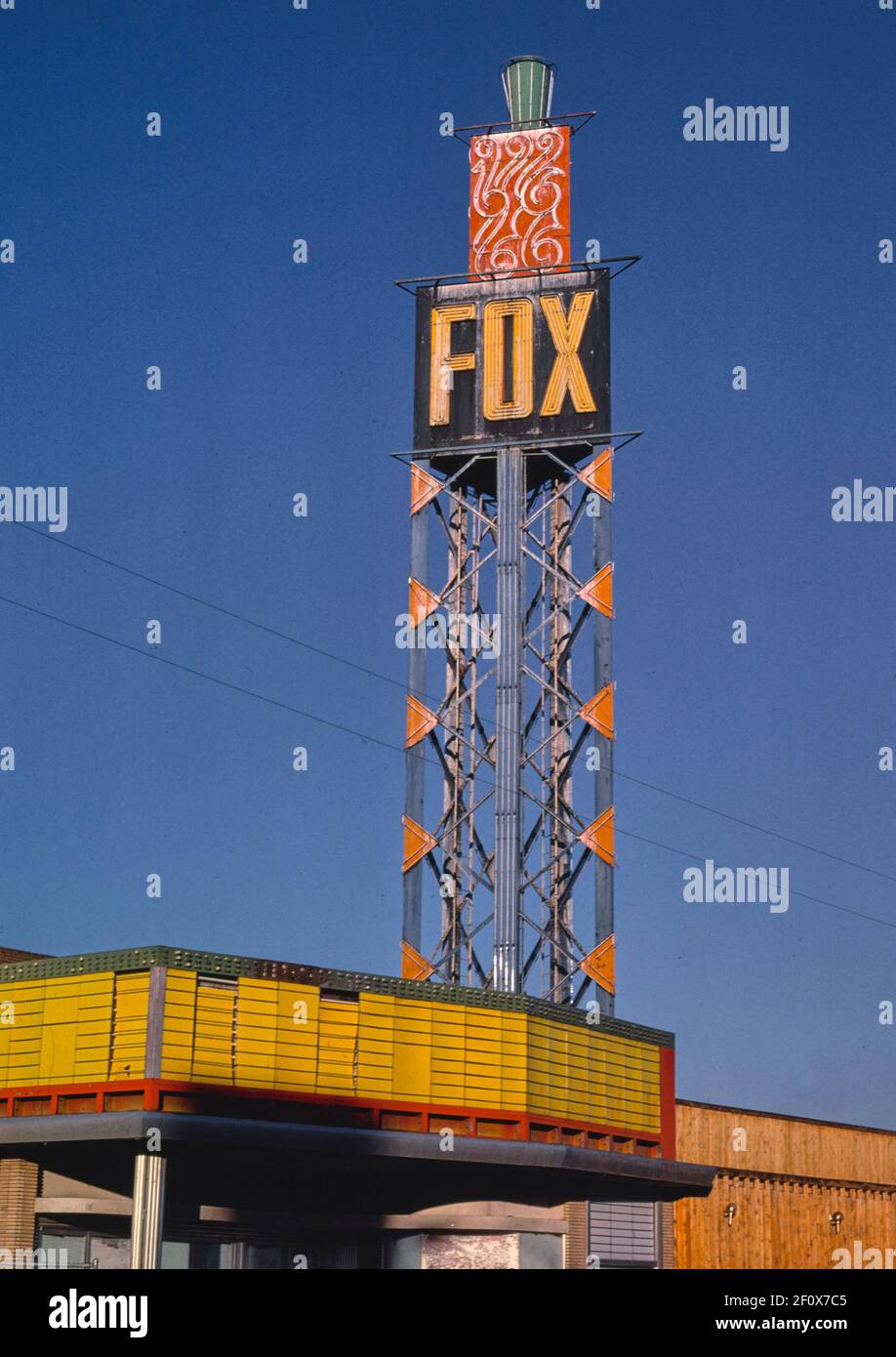 Fox Theatre Tower - Front Street - Missoula - Montana ca. 1987 Foto Stock