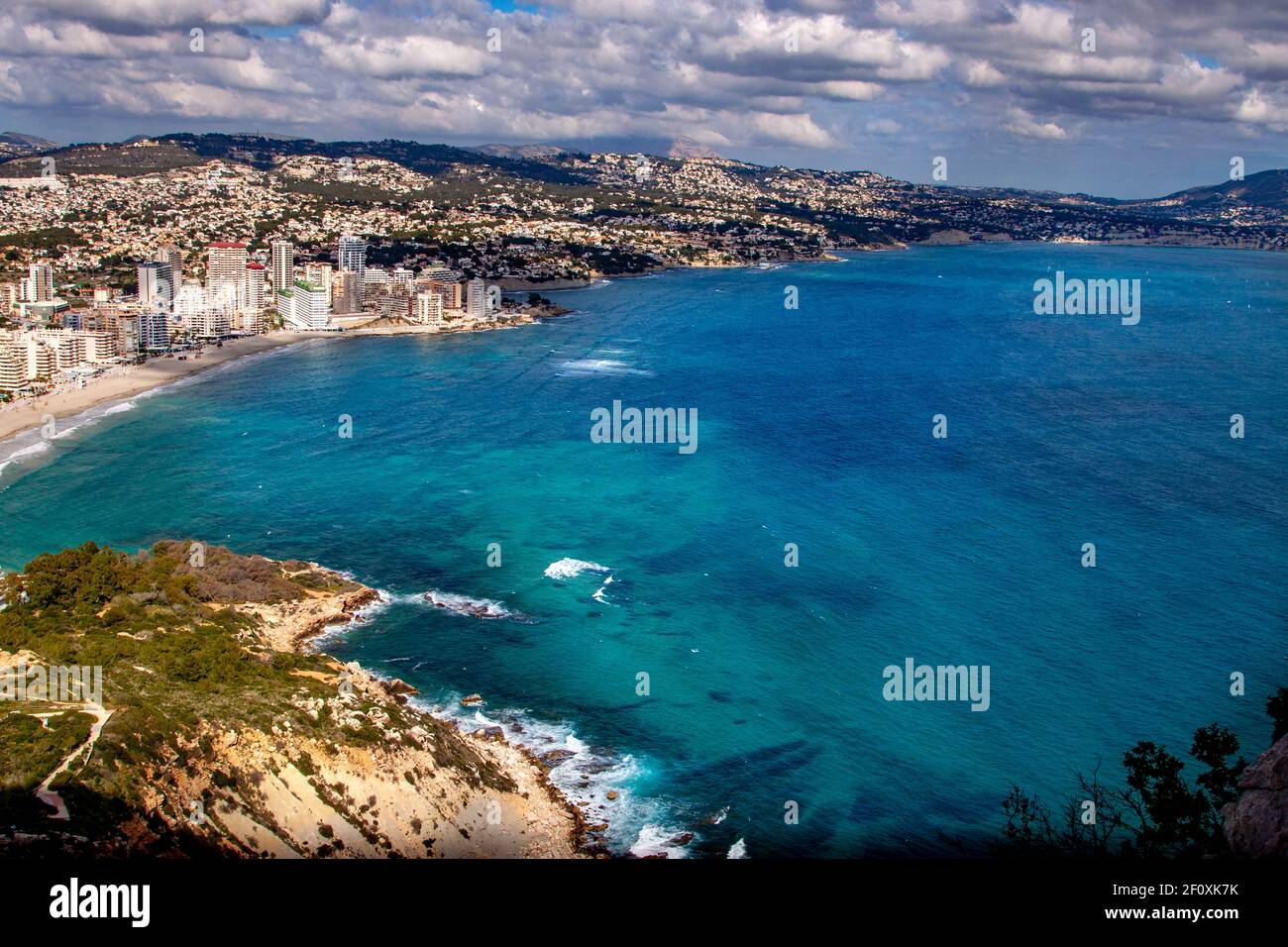 Calpe, Vista Ifach, Costa Blanca, Spagna Foto Stock