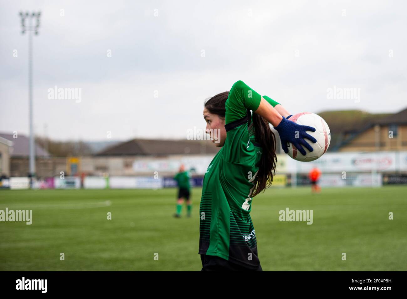 Aberystwyth Town / Briton Ferry Lansawel a Park Avenue nella Welsh Premier Women's League il 7 marzo 2021. Credito: Lewis Mitchell/YCPD Foto Stock