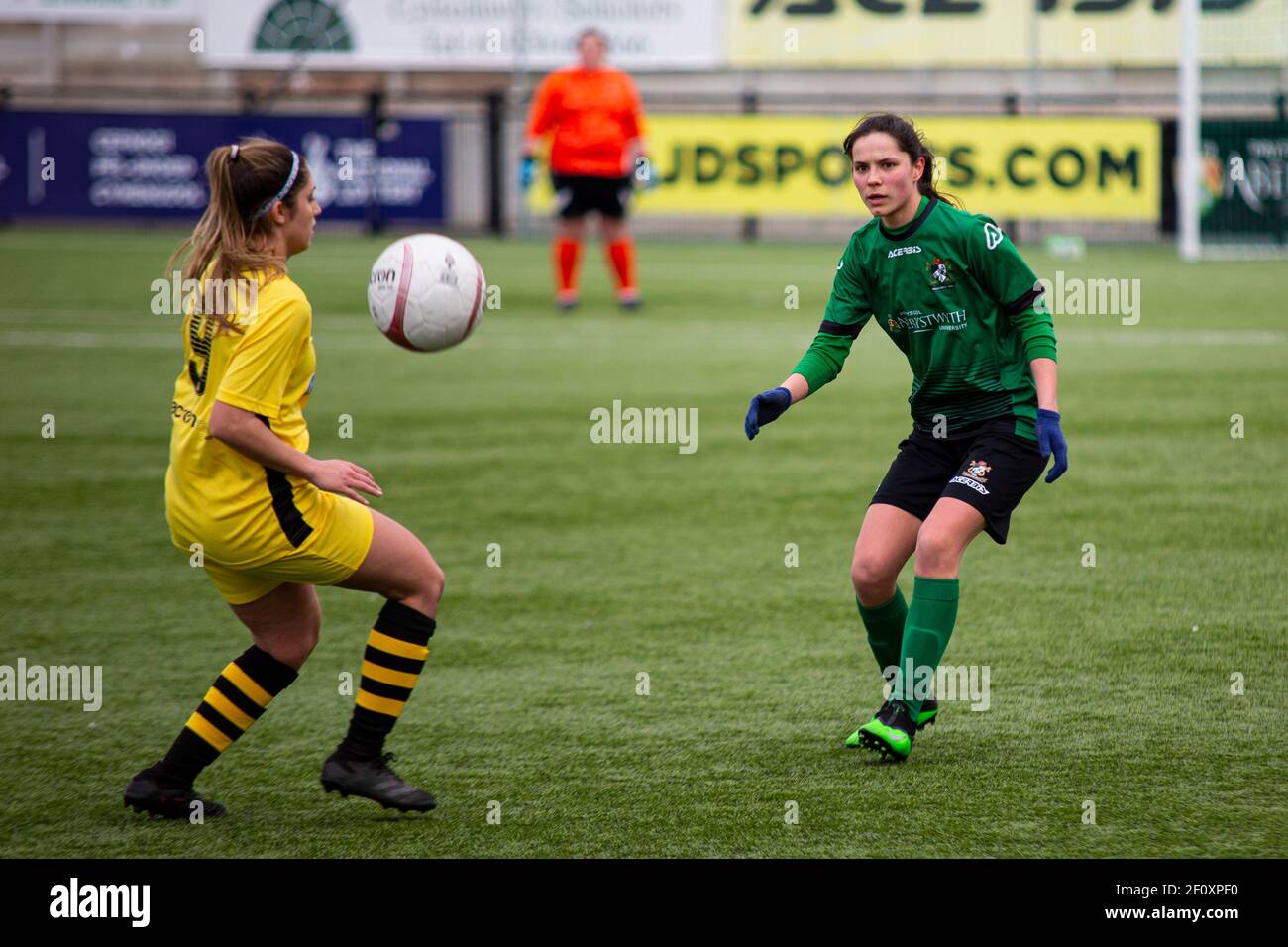 Aberystwyth Town / Briton Ferry Lansawel a Park Avenue nella Welsh Premier Women's League il 7 marzo 2021. Credito: Lewis Mitchell/YCPD Foto Stock