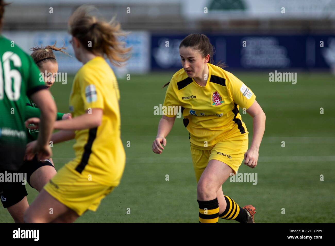 Aberystwyth Town / Briton Ferry Lansawel a Park Avenue nella Welsh Premier Women's League il 7 marzo 2021. Credito: Lewis Mitchell/YCPD Foto Stock