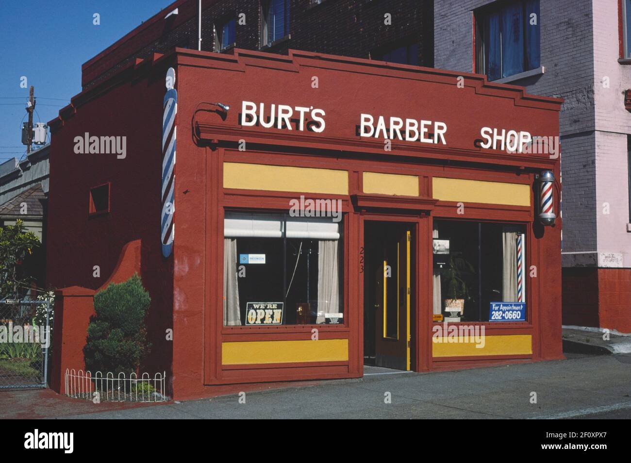 1980 Stati Uniti - Burt's Barbershop Seattle Washington ca. 1980 Foto Stock
