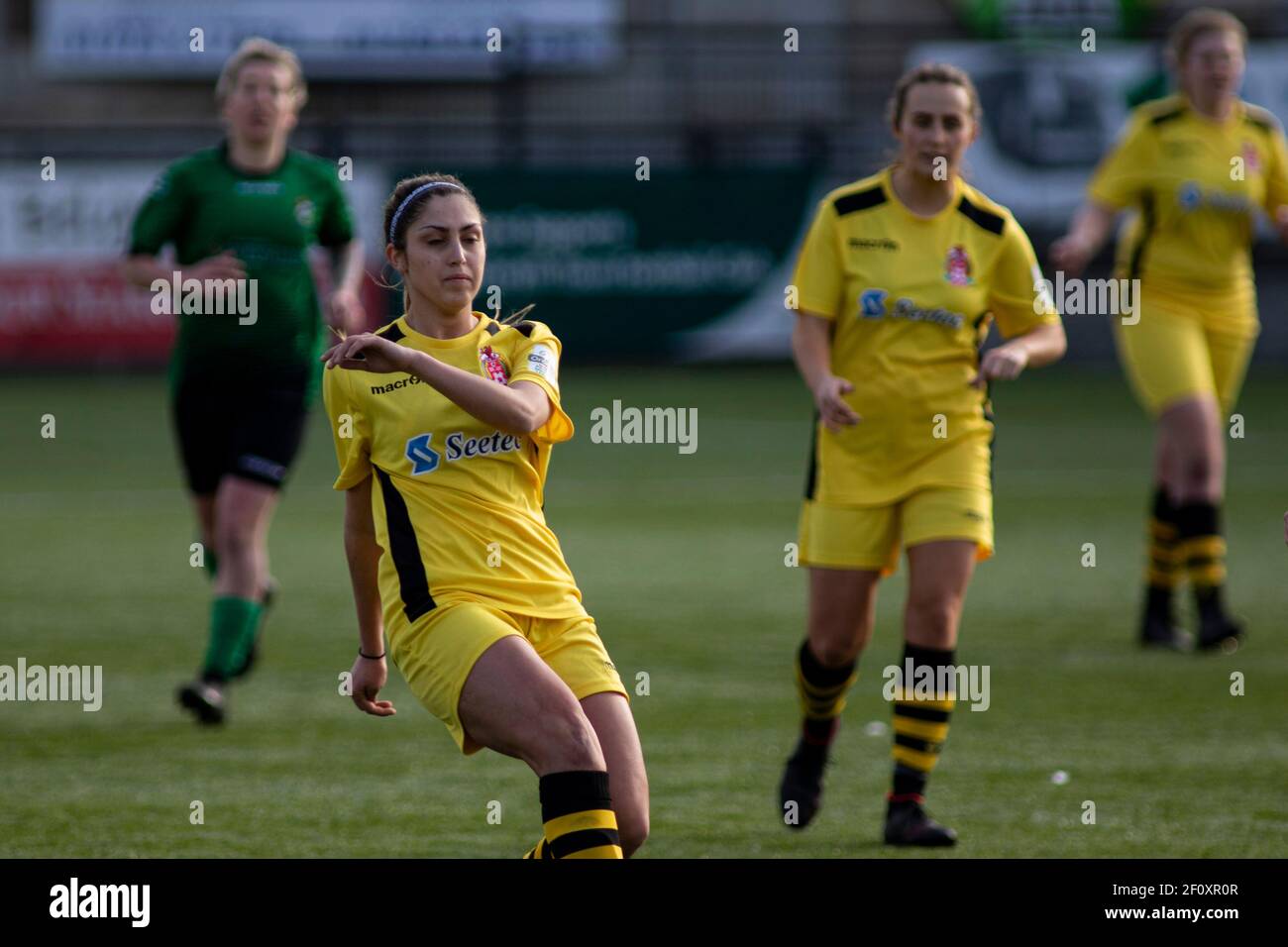 Aberystwyth Town / Briton Ferry Lansawel a Park Avenue nella Welsh Premier Women's League il 7 marzo 2021. Credito: Lewis Mitchell/YCPD Foto Stock