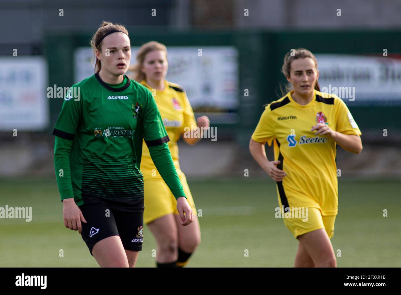 Aberystwyth Town / Briton Ferry Lansawel a Park Avenue nella Welsh Premier Women's League il 7 marzo 2021. Credito: Lewis Mitchell/YCPD Foto Stock
