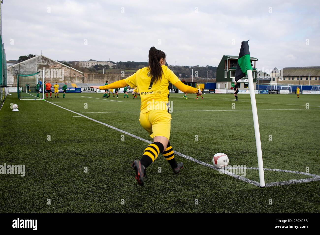 Aberystwyth Town / Briton Ferry Lansawel a Park Avenue nella Welsh Premier Women's League il 7 marzo 2021. Credito: Lewis Mitchell/YCPD Foto Stock